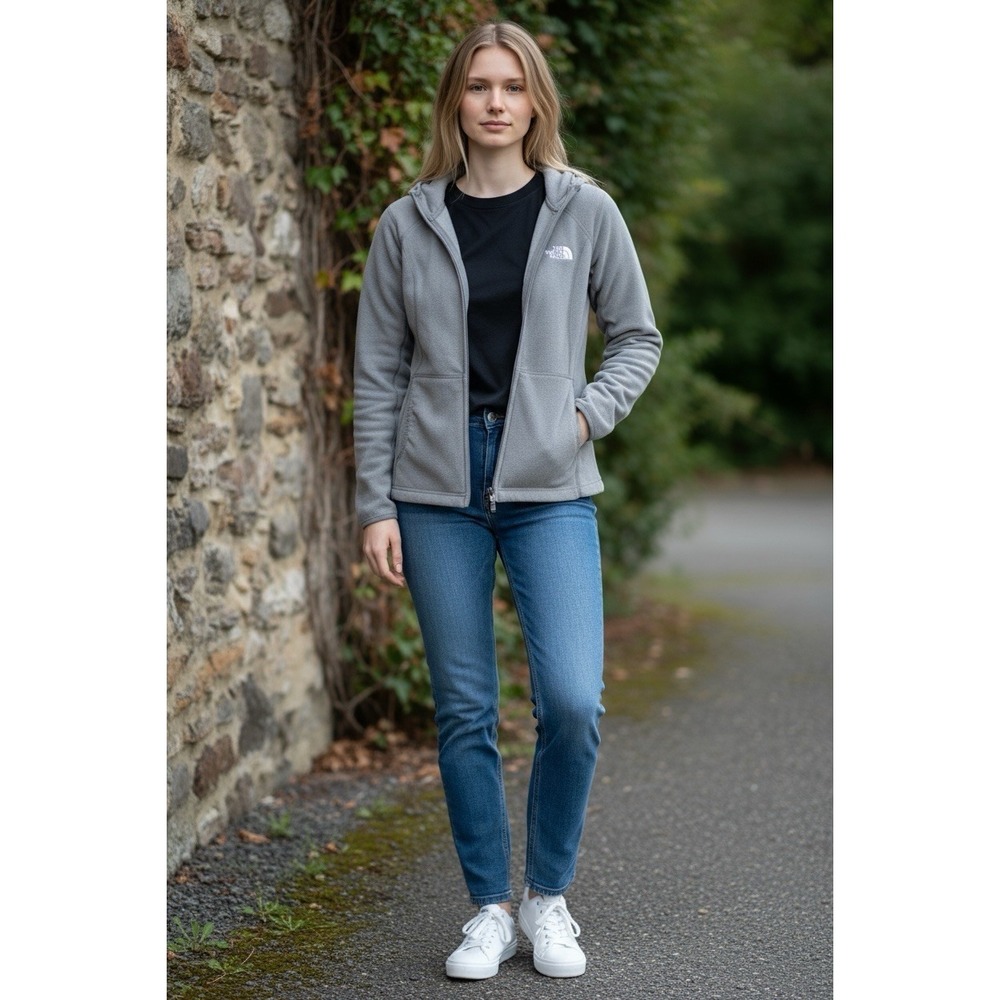 North face Full Zip Fleece Gray Womens Size Medium